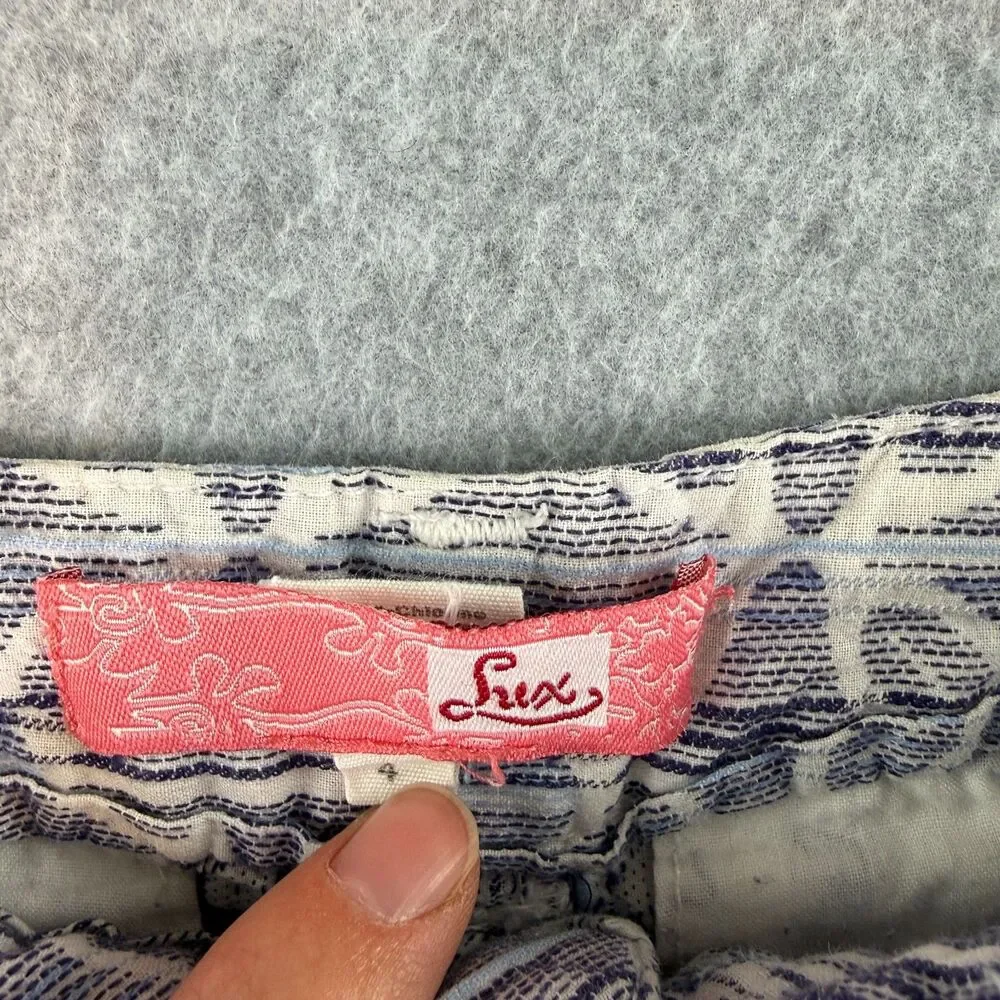 VTG Mini Shorts Blue Geometric Pattern Beachy Surfer Girl Y2k Boho Size 4 Retro